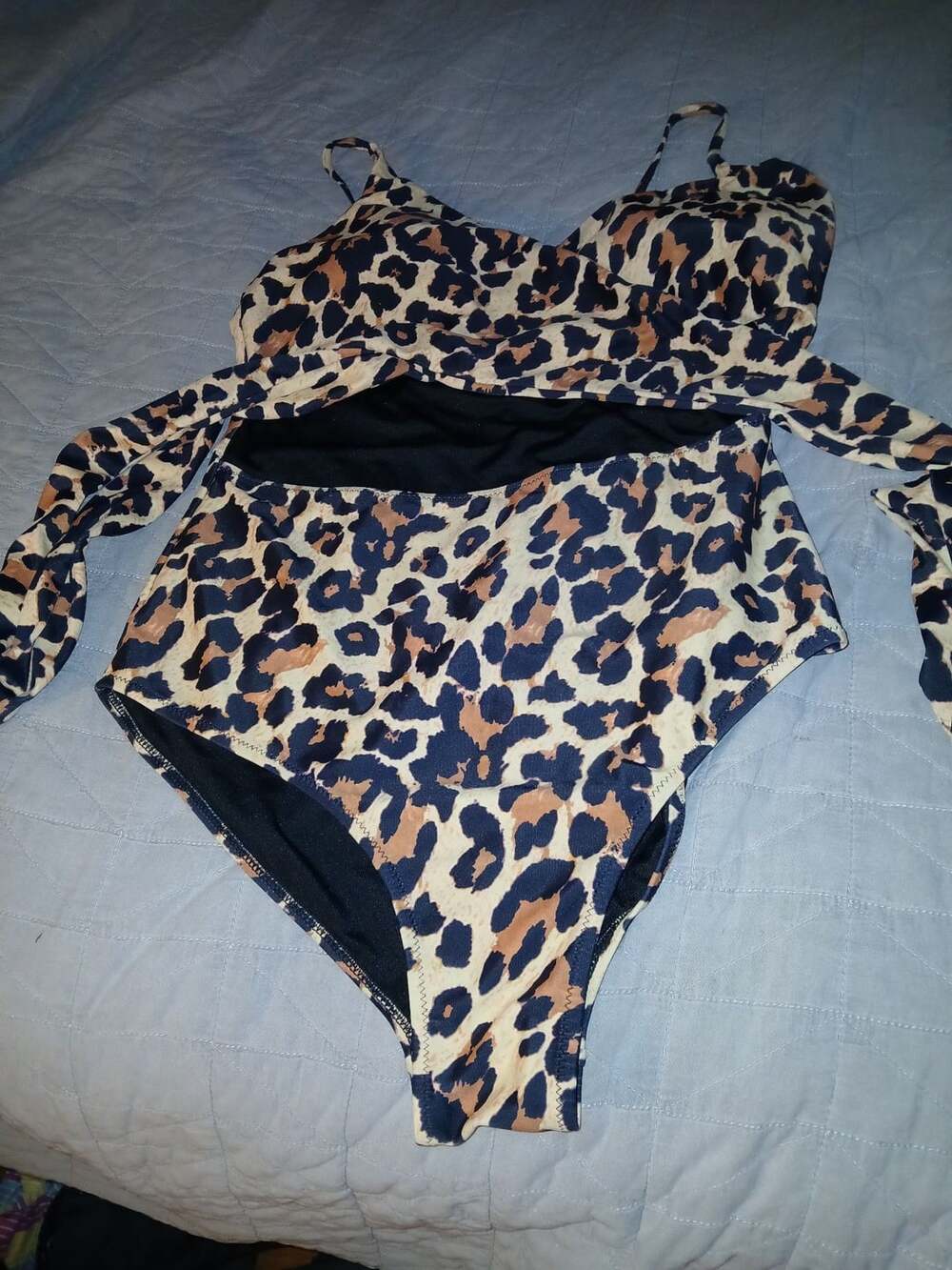 Leopard Print Cut-Out One-Piece Swimsuit Size L